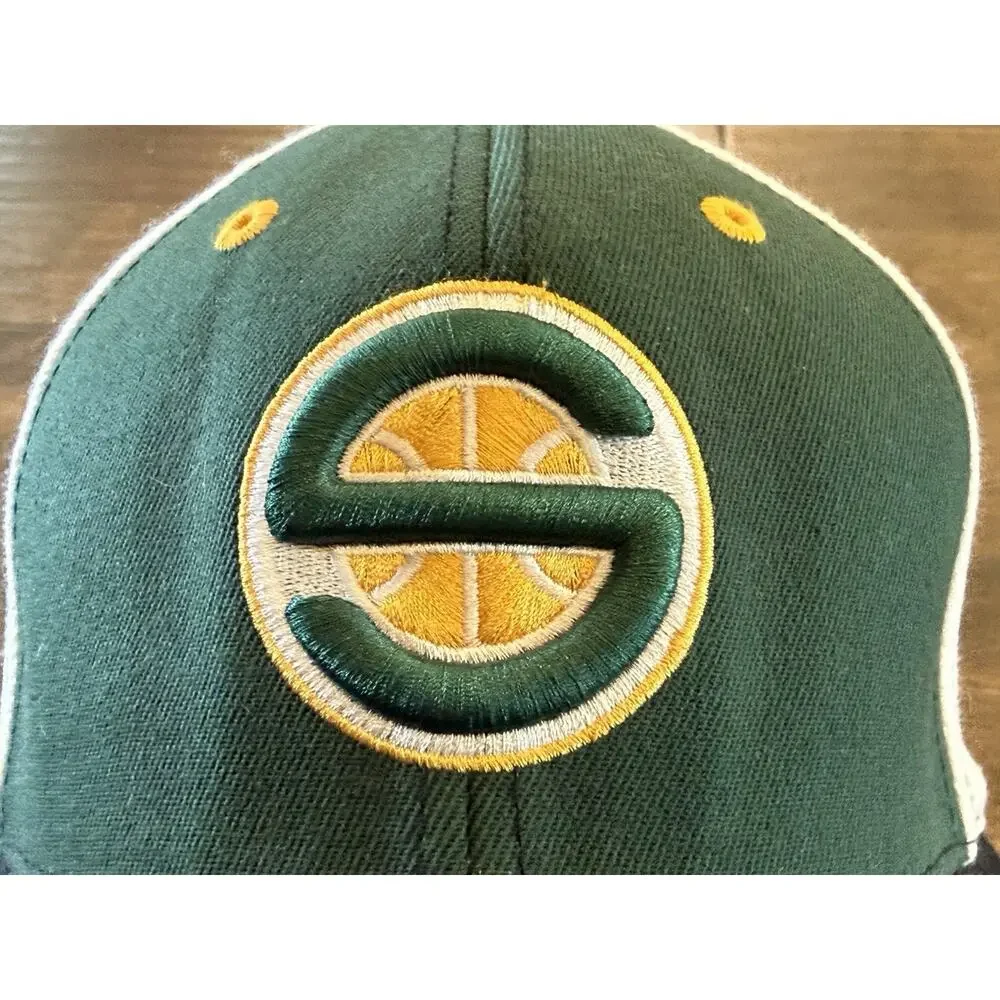 Vintage Y2K Adidas Mens NBA Seattle Sonics Supersonics Wool Fitted Hat OSFA Cap
